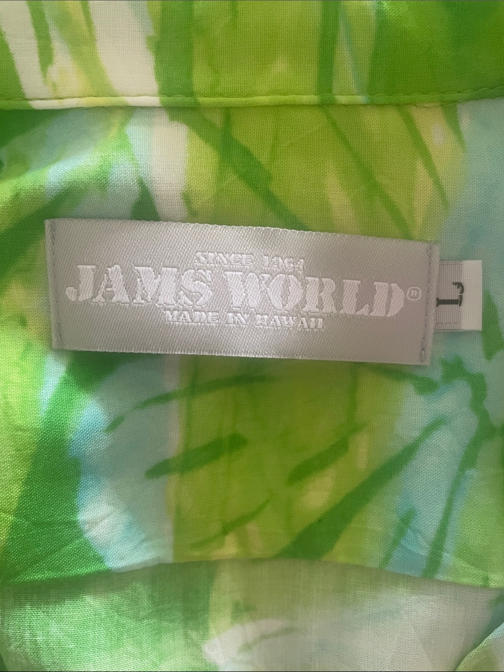 Jams World Men's Retro Aloha Shirt in Seagrass Green Blue Large - Picture 5 of 10